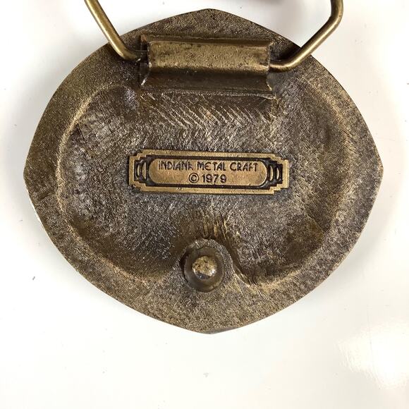 1979 Indiana Metal Craft Belt Buckle Alaska w/Tooled Leather Belt EXC! - Picture 7 of 9